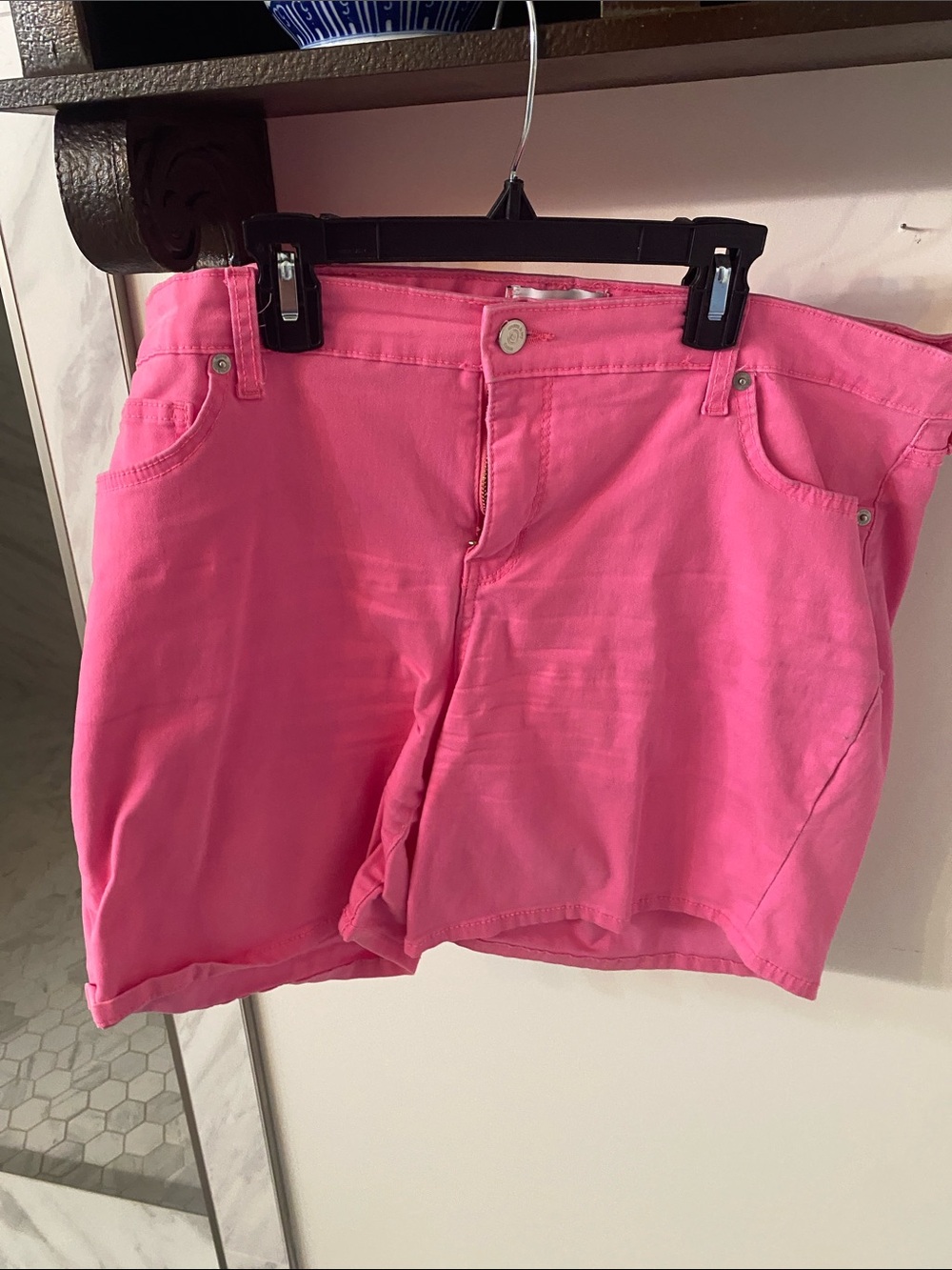 crown & ivy Bright Pink Denim Shorts